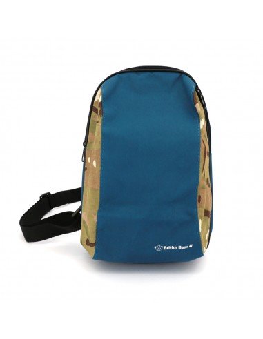 英國熊台製迷彩拼接單肩包-藍綠