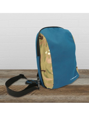 英國熊台製迷彩拼接單肩包-藍綠