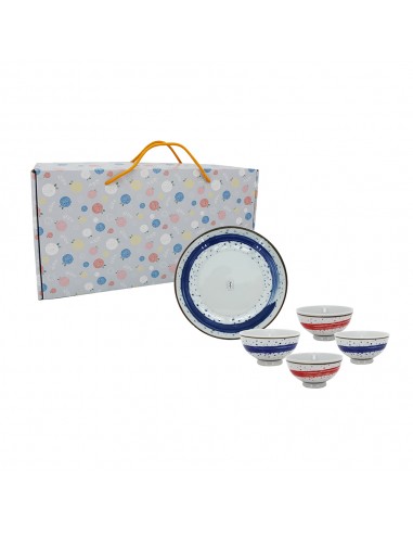 手繪雲彩4碗1盤