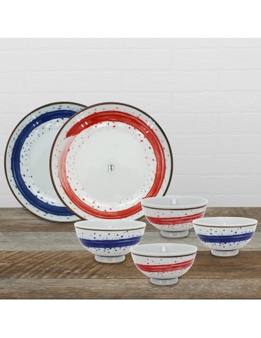 手繪雲彩4碗2盤