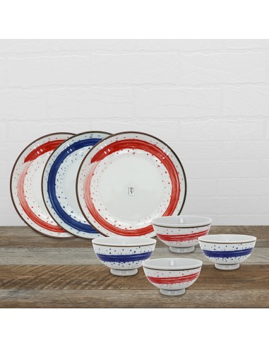 手繪雲彩4碗3盤