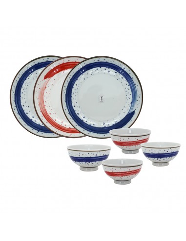 手繪雲彩4碗3盤