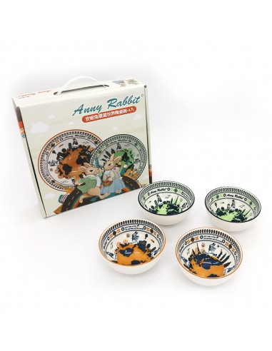 安妮兔環遊世界陶瓷碗4入(盒裝)