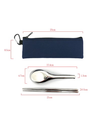 21cm提耳扣環隨身餐具包二件組