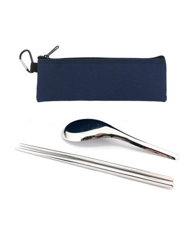 19cm提耳扣環隨身餐具包二件組