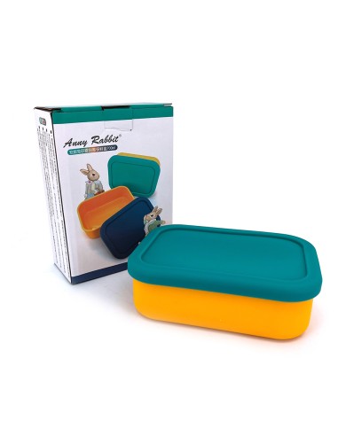 安妮兔矽膠刻度保鮮盒700ml綠黃