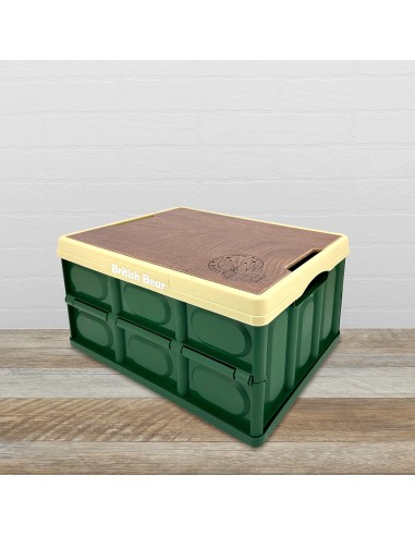 英國熊木紋桌摺疊收納箱50L