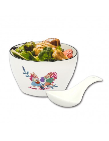 安妮兔方型二碗二匙