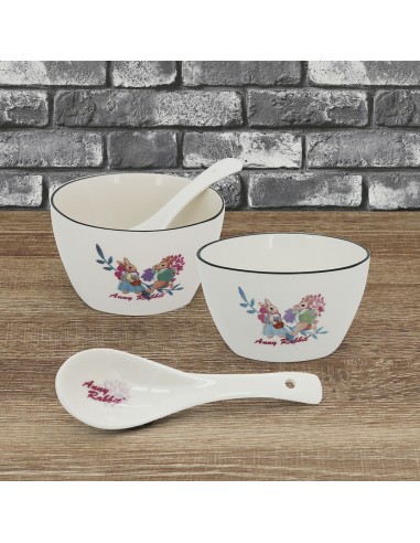 安妮兔方型二碗二匙