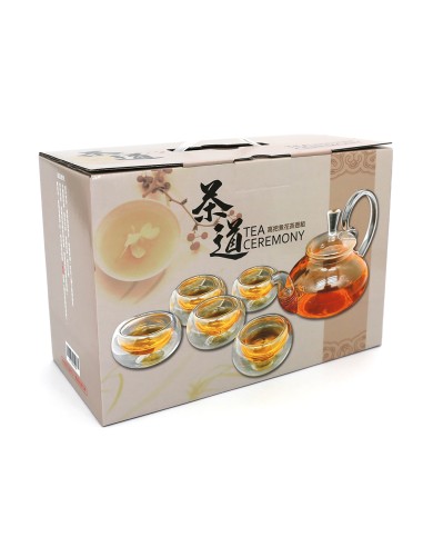 直火玻璃花茶壺組1+5杯