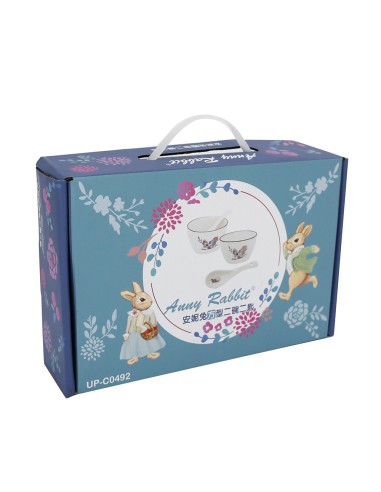 安妮兔方型二碗二匙