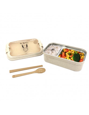 Bo Bonny不鏽鋼分格麥稈便當盒800ml
