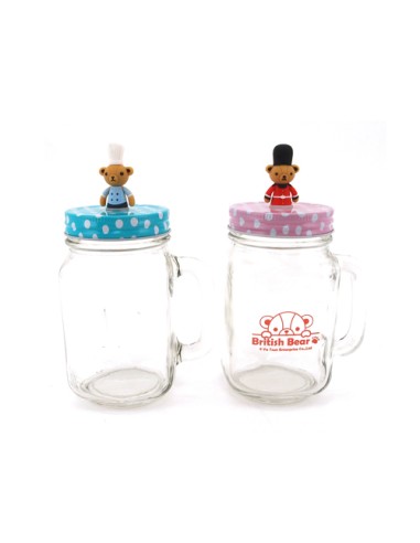 英國熊造型玻璃瓶 450CC-2入