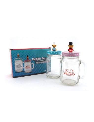英國熊造型玻璃瓶 450CC-2入