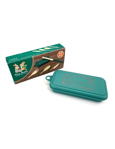 安妮兔摺疊攜帶餐具四件組(盒)