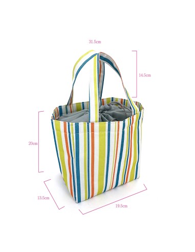 北歐風束口保溫保冷袋-條紋