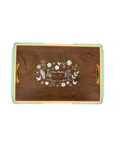 安妮兔手提木紋桌摺疊收納箱30L(盒)