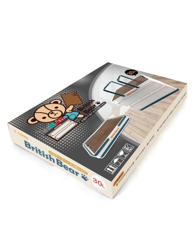 英國熊手提木紋桌摺疊收納箱30L