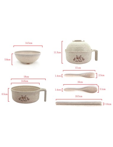 安妮兔小麥稈泡麵碗4件組-收成