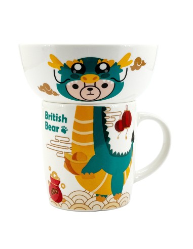 英國熊有錢龍造型杯碗組