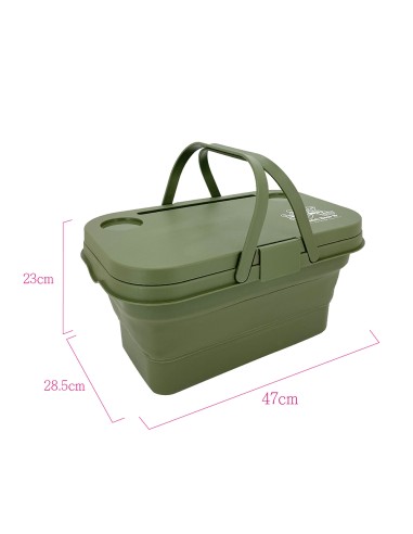 英國熊折疊桌野餐籃-綠