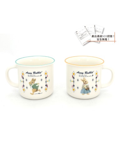 安妮兔仿琺瑯陶瓷直身杯2入