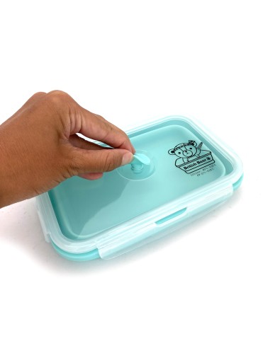 英國熊矽膠摺疊保鮮盒800ML藍