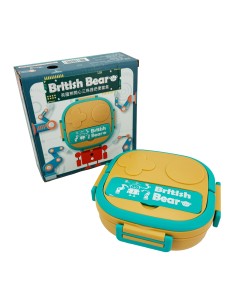 英國熊開心三格提把便當盒