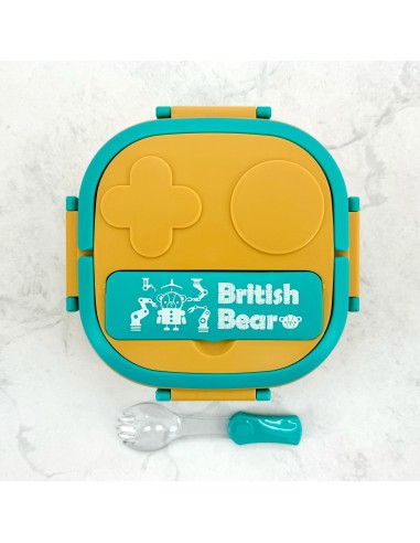 英國熊開心三格提把便當盒