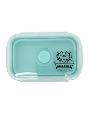 英國熊矽膠摺疊保鮮盒600ML藍