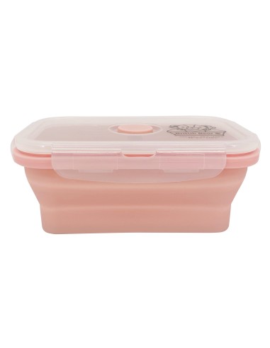 英國熊矽膠摺疊保鮮盒600ML粉