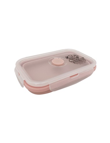 英國熊矽膠摺疊保鮮盒600ML粉