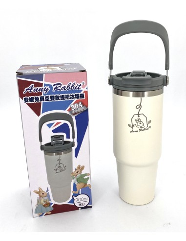 安妮兔雙飲提把冰壩瓶900ml-米白