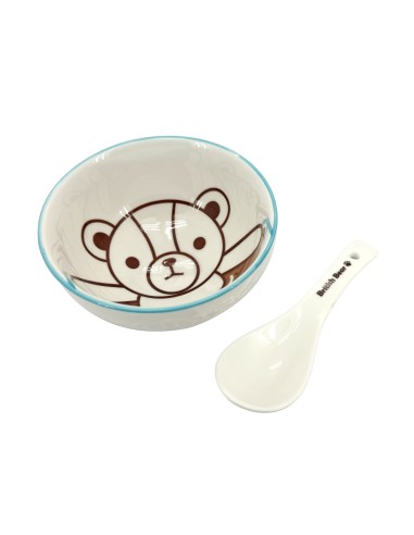 英國熊浮雕造型3碗3匙
