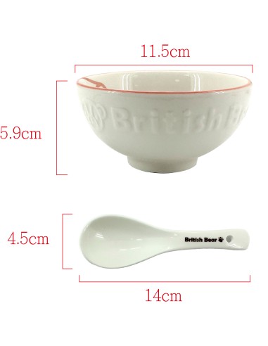 英國熊浮雕造型6碗6匙