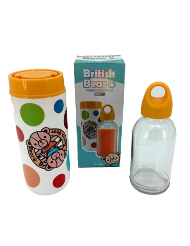 英國熊胖胖玻璃提把杯中瓶880ml