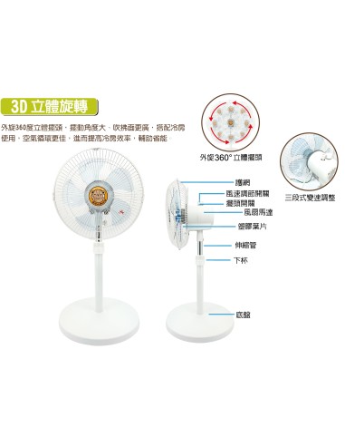 英國熊12吋3D立體循環 扇-牛皮盒