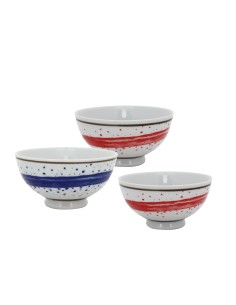 松村窯手繪雲彩3碗