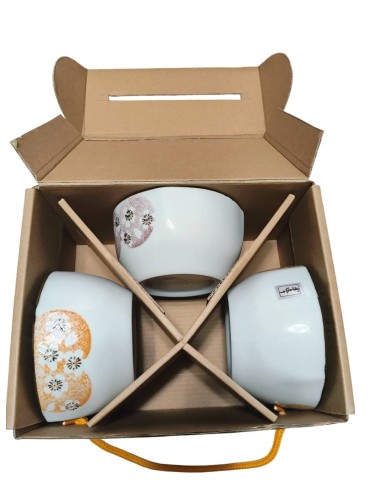 手造4.5吋方口櫻花碗3入