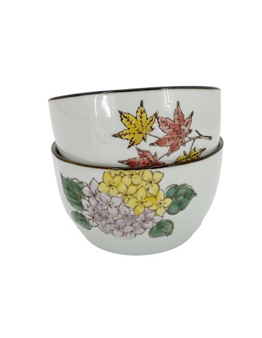 手繪4.5吋方口四季碗2碗2筷