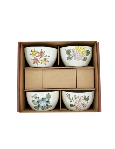 手繪4.5吋方口四季碗4入