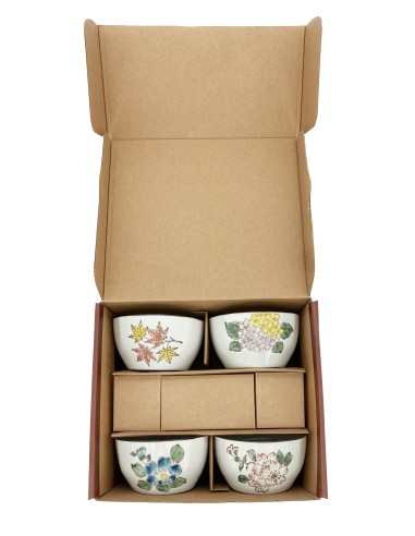 手繪4.5吋方口四季碗4入