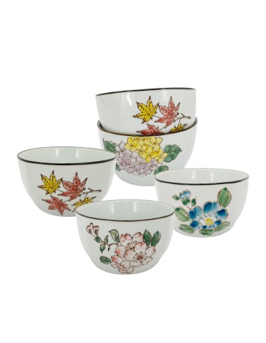 手繪4.5吋方口四季碗5入