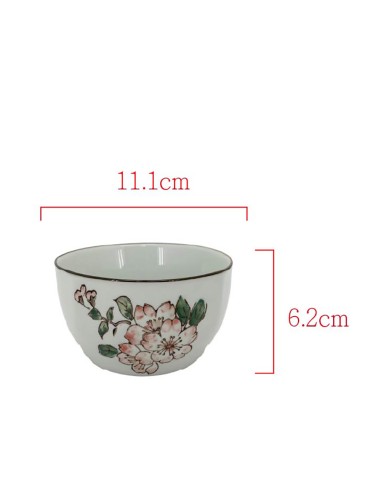 手繪4.5吋方口四季碗3入