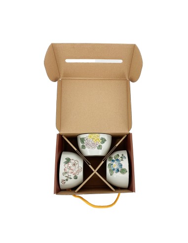 手繪4.5吋方口四季碗3入