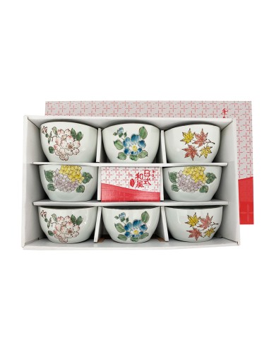 手繪4.5吋方口四季碗8入