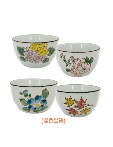 手繪4.5吋方口四季碗8入
