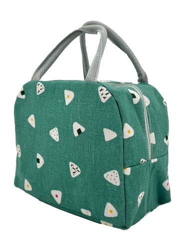 安妮兔玻璃保鮮盒附餐具-650ml櫻花+提袋飯糰