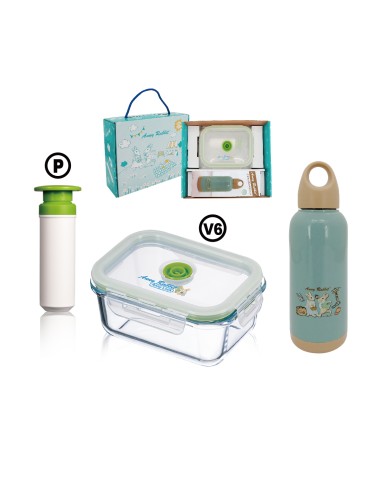 安妮兔真空640ml保鮮組+玻璃胖胖300ml