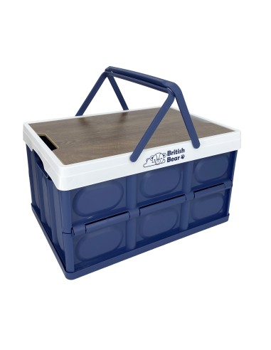英國熊手提摺疊收納箱30L-藍
